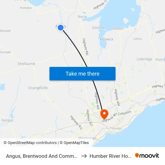 Angus, Brentwood And Commerce Rd. to Humber River Hospital map