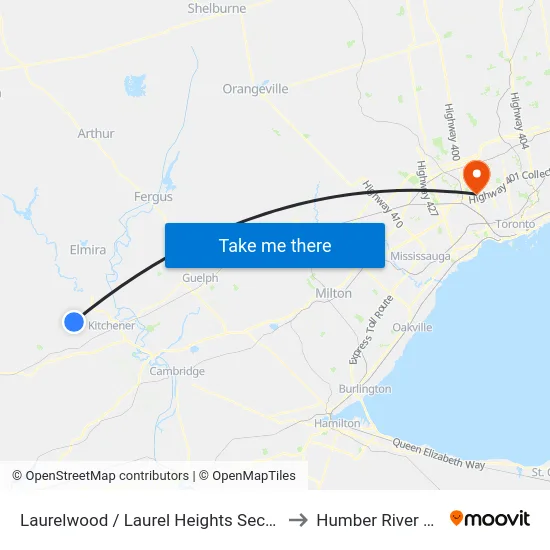 Laurelwood / Laurel Heights Secondary School to Humber River Hospital map