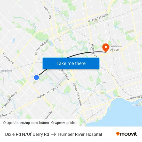 Dixie Rd N/Of Derry Rd to Humber River Hospital map