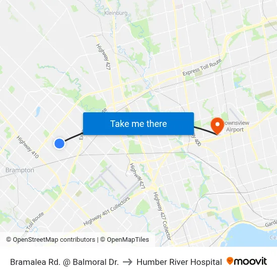 Bramalea Rd. @ Balmoral Dr. to Humber River Hospital map
