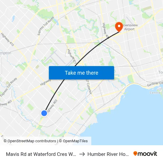 Mavis Rd at Waterford Cres Walkway to Humber River Hospital map