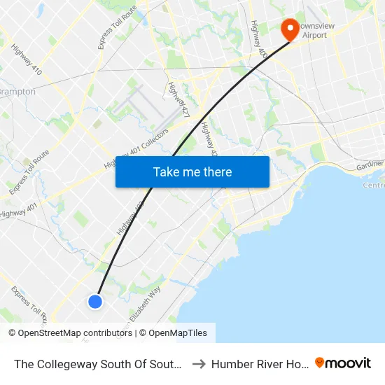 The Collegeway South Of South Millway to Humber River Hospital map