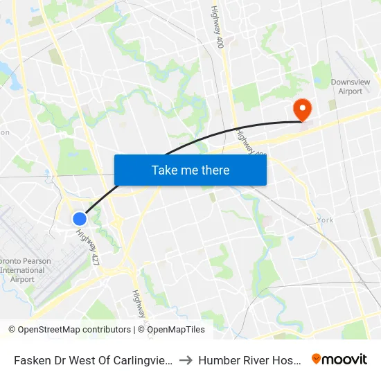 Fasken Dr West Of Carlingview Dr to Humber River Hospital map