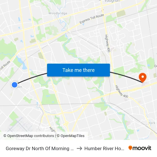 Goreway Dr North Of Morning Star Dr to Humber River Hospital map