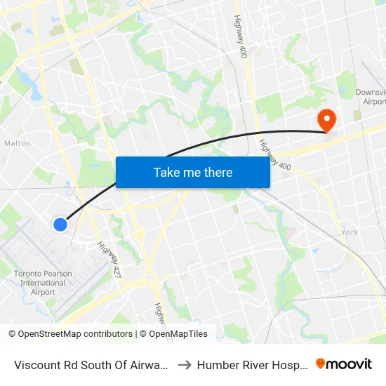 Viscount Rd South Of Airway Dr to Humber River Hospital map