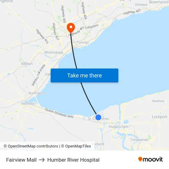 Fairview Mall to Humber River Hospital map