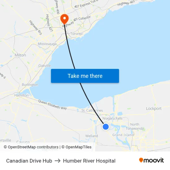 Canadian Drive Hub to Humber River Hospital map