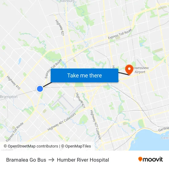 Bramalea Go Bus to Humber River Hospital map