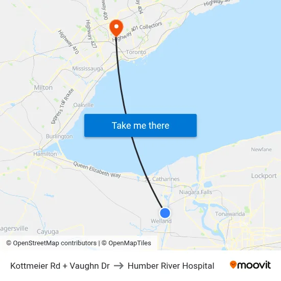 Kottmeier Rd + Vaughn Dr to Humber River Hospital map