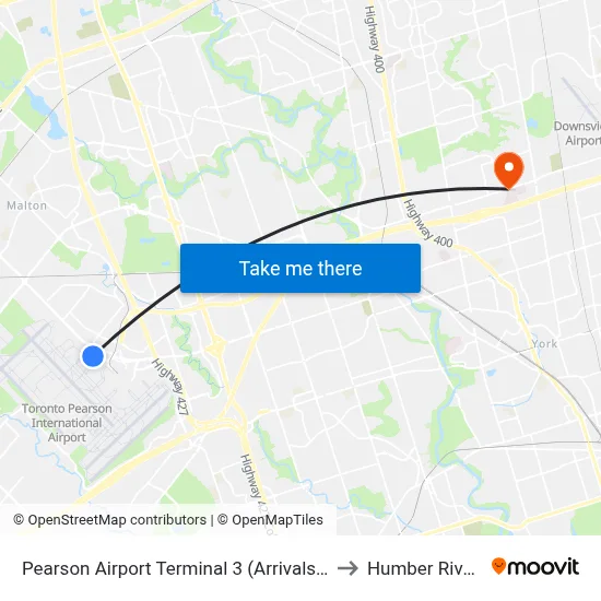 Pearson Airport Terminal 3 (Arrivals Level Columns C8-C12) to Humber River Hospital map
