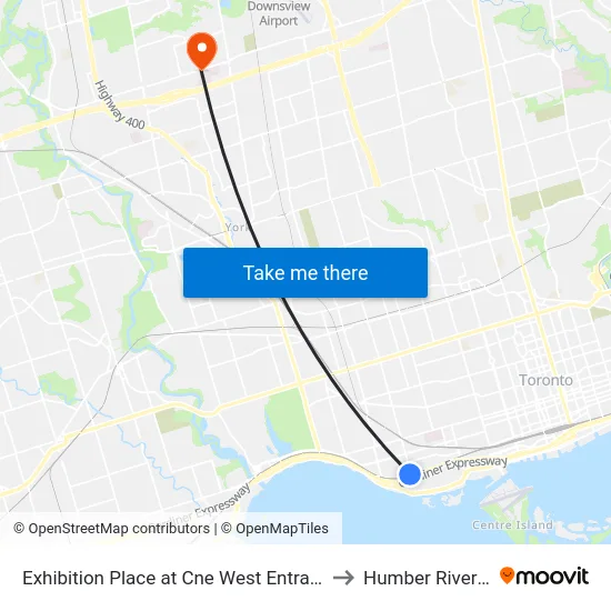Exhibition Place at Cne West Entrance (Dufferin Gate) to Humber River Hospital map