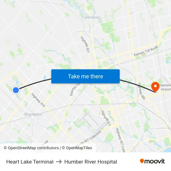 Heart Lake Terminal to Humber River Hospital map