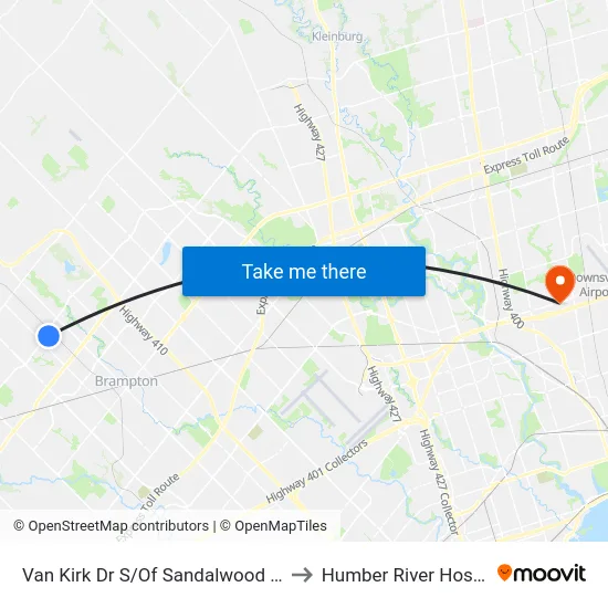 Van Kirk Dr S/Of Sandalwood Pkwy to Humber River Hospital map