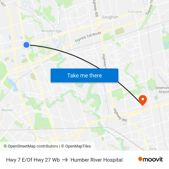 Hwy 7 E/Of Hwy 27 Wb to Humber River Hospital map
