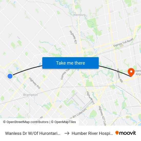 Wanless Dr W/Of Hurontario St to Humber River Hospital map
