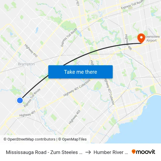 Mississauga Road - Zum Steeles Station Stop Eb to Humber River Hospital map