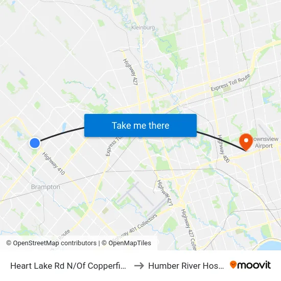 Heart Lake Rd N/Of Copperfield Rd to Humber River Hospital map