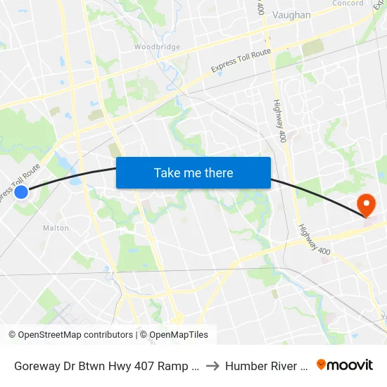 Goreway Dr Btwn Hwy 407 Ramp & Steeles Ave E to Humber River Hospital map