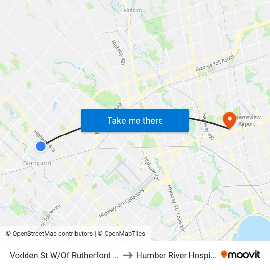 Vodden St W/Of Rutherford Rd to Humber River Hospital map