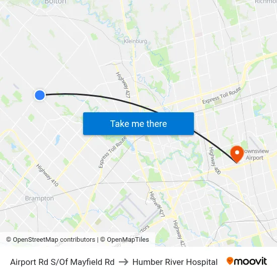 Airport Rd S/Of Mayfield Rd to Humber River Hospital map