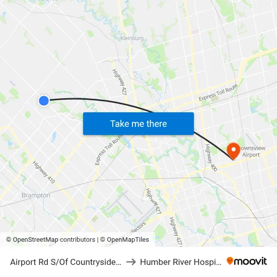 Airport Rd S/Of Countryside Dr to Humber River Hospital map