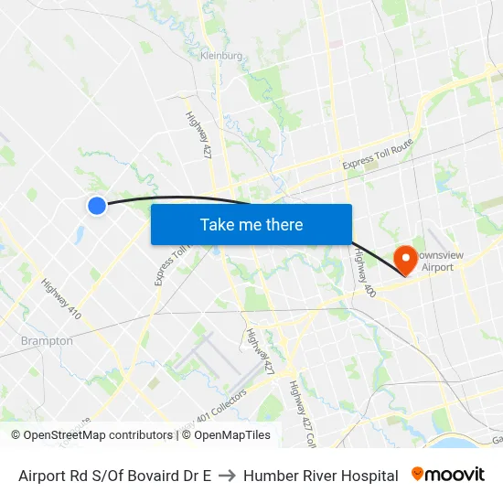 Airport Rd S/Of Bovaird Dr E to Humber River Hospital map
