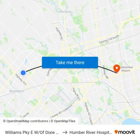 Williams Pky E W/Of Dixie Rd to Humber River Hospital map