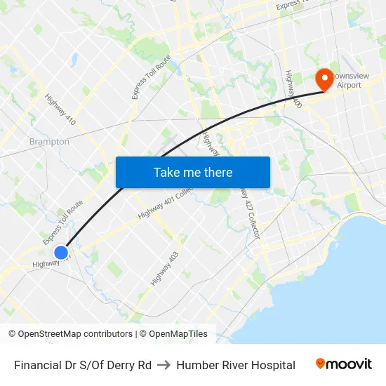 Financial Dr S/Of Derry Rd to Humber River Hospital map