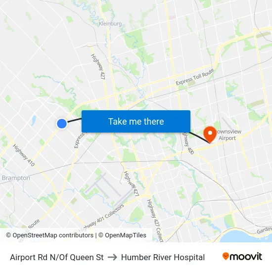 Airport Rd N/Of Queen St to Humber River Hospital map