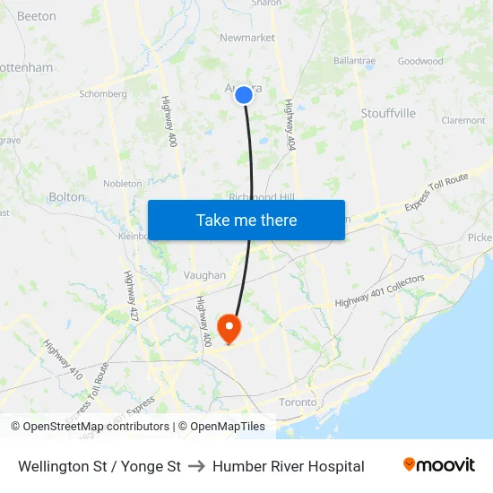 Wellington St / Yonge St to Humber River Hospital map