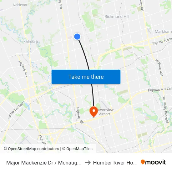 Major Mackenzie Dr / Mcnaughton Rd to Humber River Hospital map