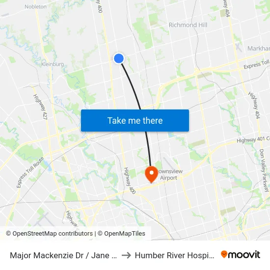 Major Mackenzie Dr / Jane St to Humber River Hospital map