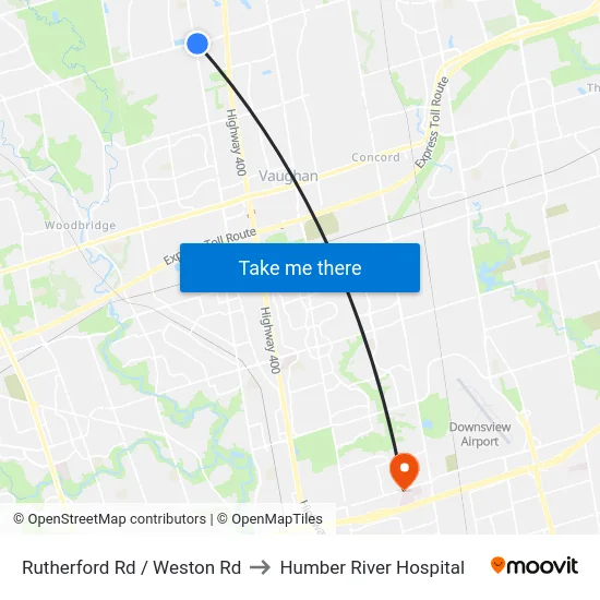 Rutherford Rd / Weston Rd to Humber River Hospital map