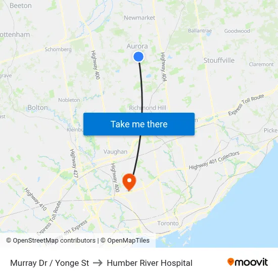 Murray Dr / Yonge St to Humber River Hospital map
