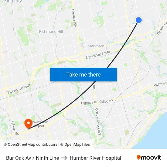 Bur Oak Av / Ninth Line to Humber River Hospital map