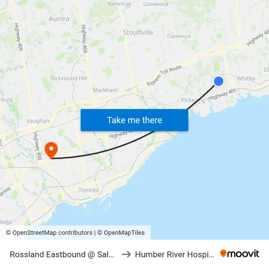 Rossland Eastbound @ Salem to Humber River Hospital map