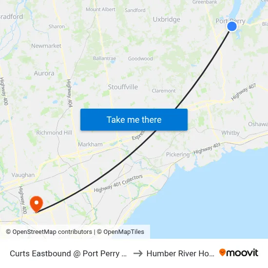 Curts Eastbound @ Port Perry Terminal to Humber River Hospital map