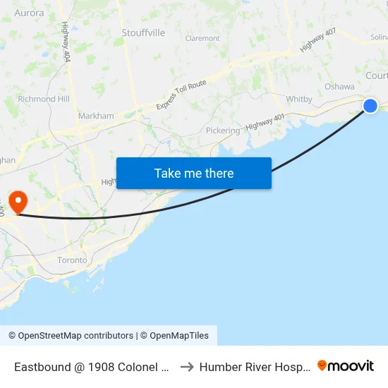 Eastbound @ 1908 Colonel Sam to Humber River Hospital map