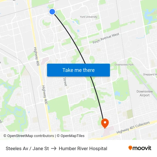 Steeles Av / Jane St to Humber River Hospital map