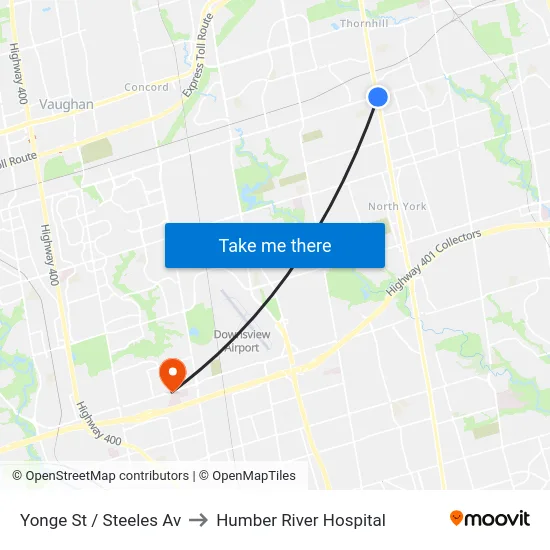 Yonge St / Steeles Av to Humber River Hospital map