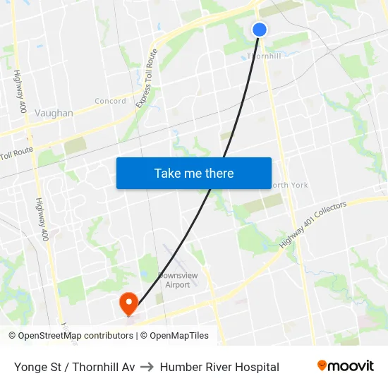 Yonge St / Thornhill Av to Humber River Hospital map