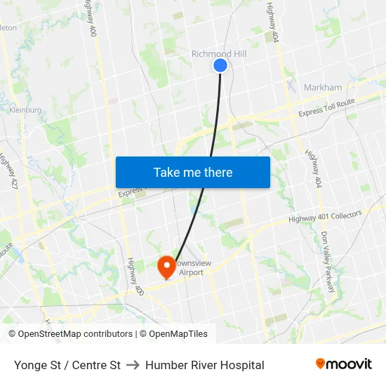 Yonge St / Centre St to Humber River Hospital map