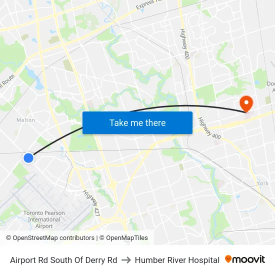 Airport Rd South Of Derry Rd to Humber River Hospital map