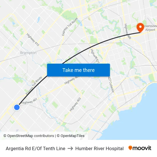 Argentia Rd E/Of Tenth Line to Humber River Hospital map