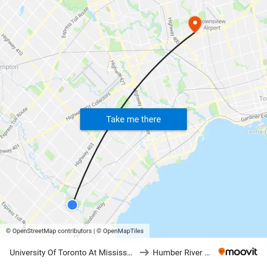 University Of Toronto At Mississauga Campus to Humber River Hospital map