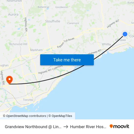 Grandview Northbound @ Lindsay to Humber River Hospital map
