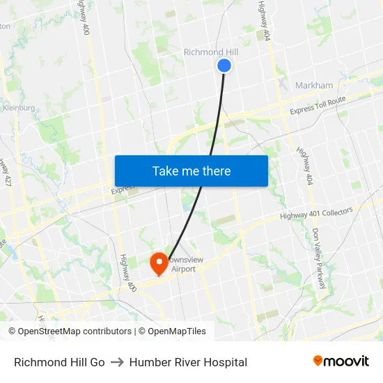 Richmond Hill Go to Humber River Hospital map