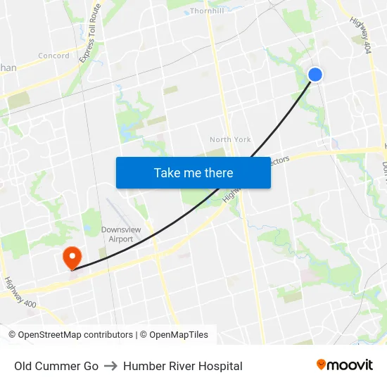 Old Cummer Go to Humber River Hospital map