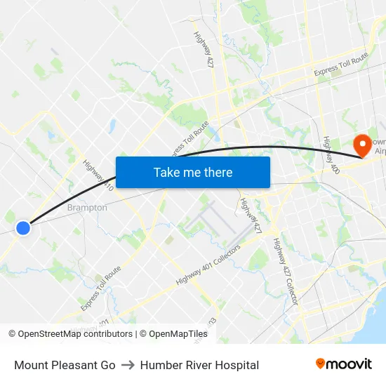 Mount Pleasant Go to Humber River Hospital map