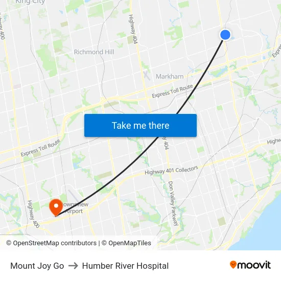 Mount Joy Go to Humber River Hospital map